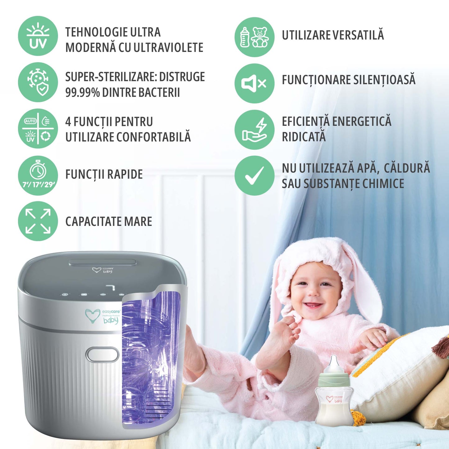 Sterilizator UV 4in1 cu uscator EASYCARE BABY