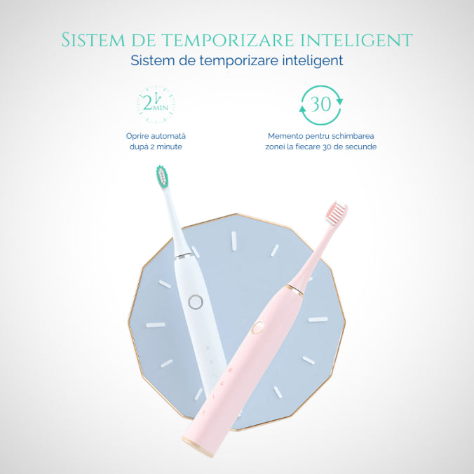 Periuță Premium cu Sterilizator UV & 30 Zile Autonomie