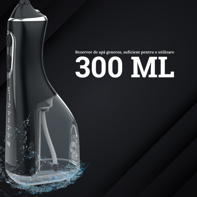 Irigator Bucal Portabil 5 Programe, 300 ml Rezervor, 4 Duze
