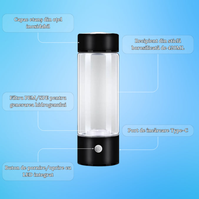 Sticlă Generator de Apă Hidrogenată 420ML
