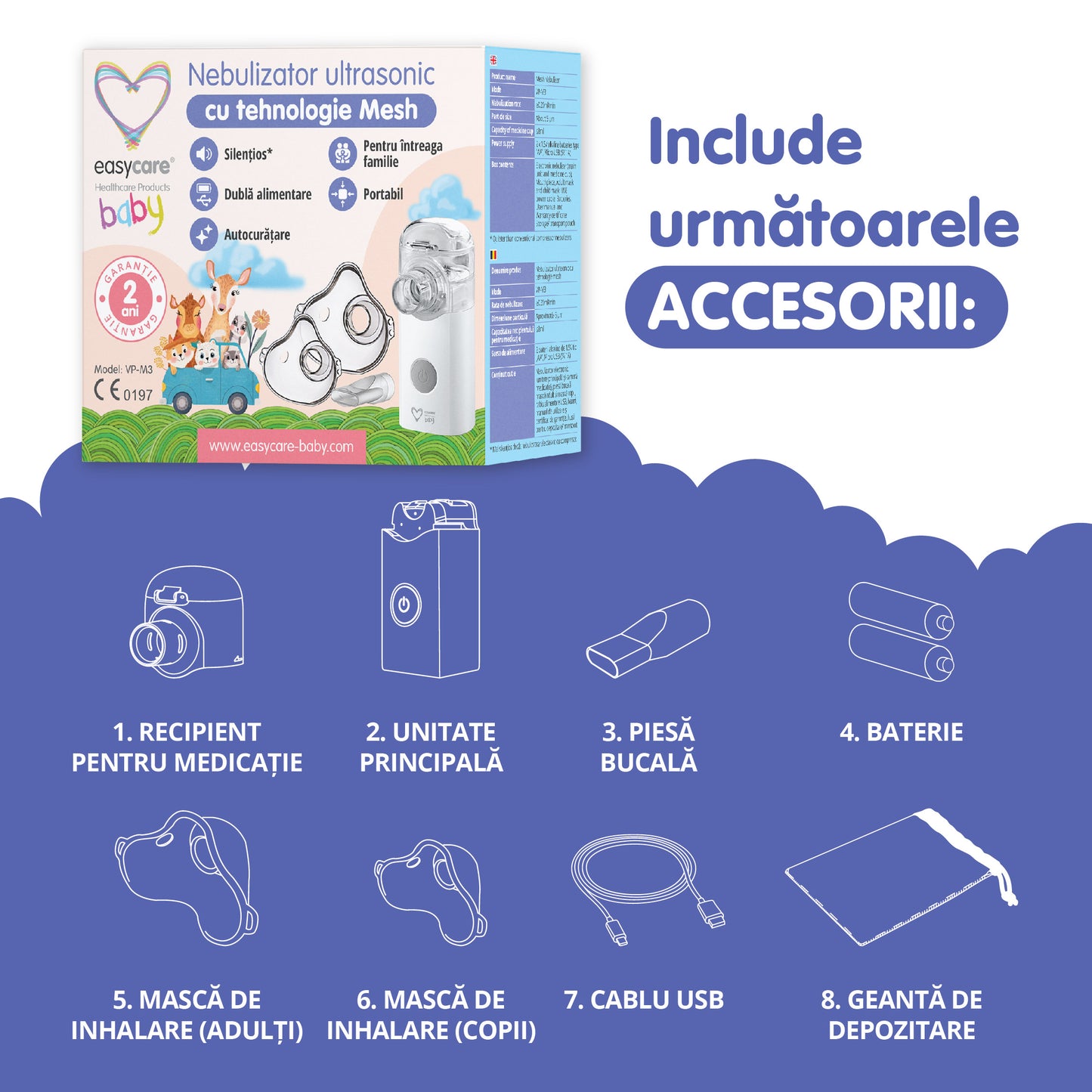 Nebulizator ultrasonic cu tehnologie mesh – VP-M3 EASYCARE BABY