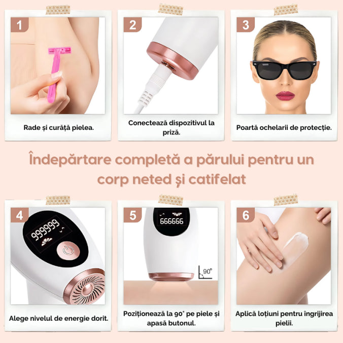 Epilator IPL 5 Trepte Pentru Corp, Față, Axilă & Inghinal