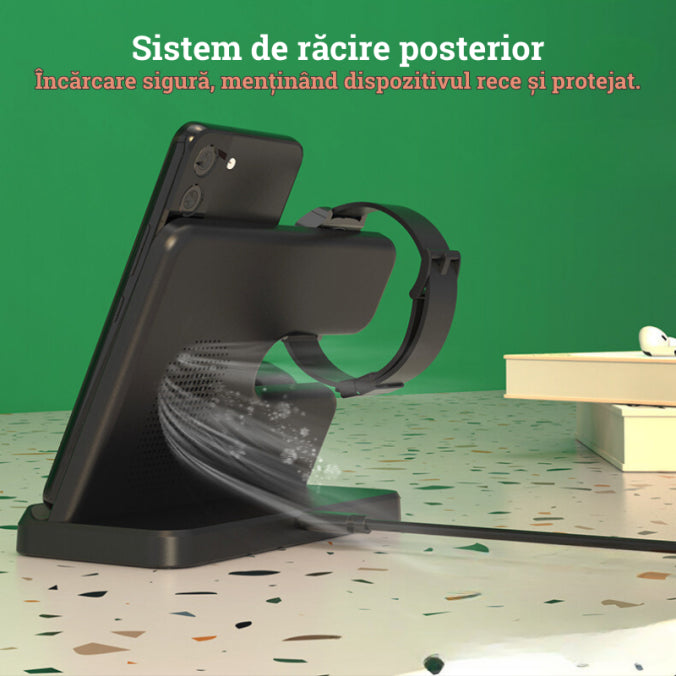 Încărcător 3-în-1 Telefon, Smart Watch & Căști
