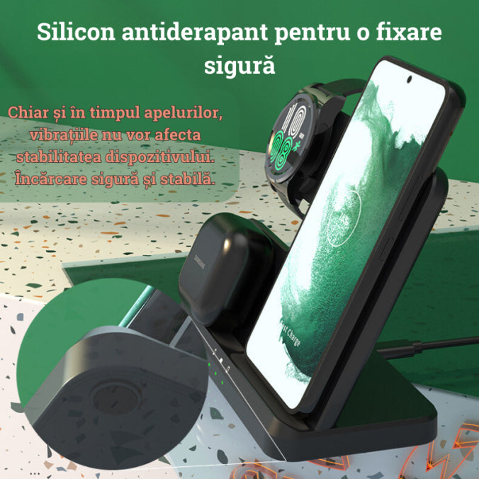 Încărcător 3-în-1 Telefon, Smart Watch & Căști