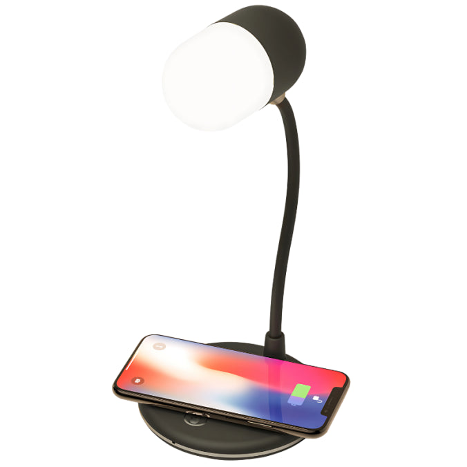 Lampă 3 în 1 pentru Birou Wireless, Difuzor & Flexibilitate 360°