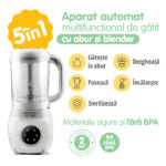 Aparat automat multifunctional de gatit cu aburi si blender 5in1 EASYCARE BABY