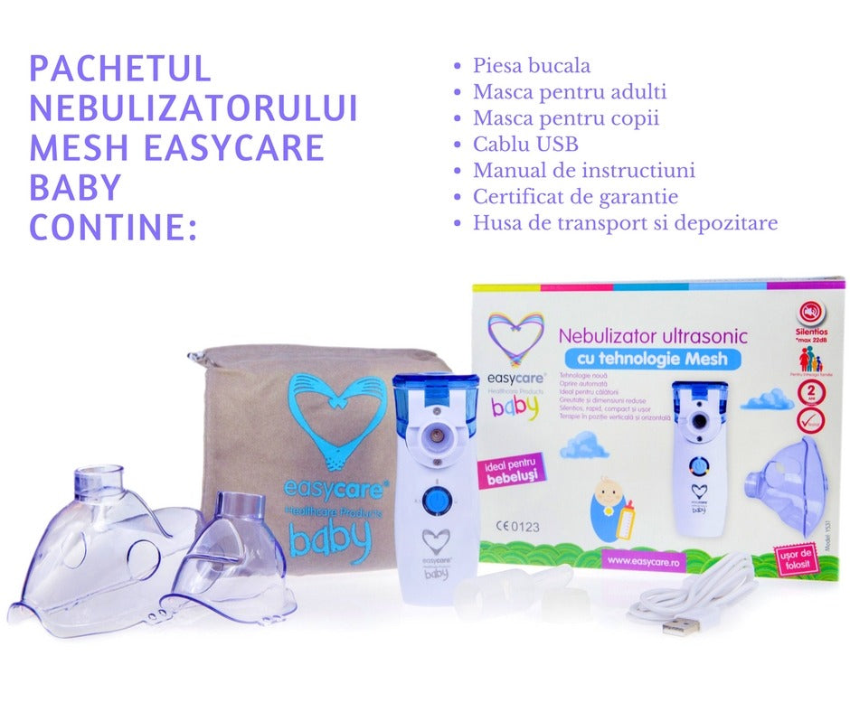 Nebulizator cu ultrasunete EasyCare Baby cu tehnologie mesh