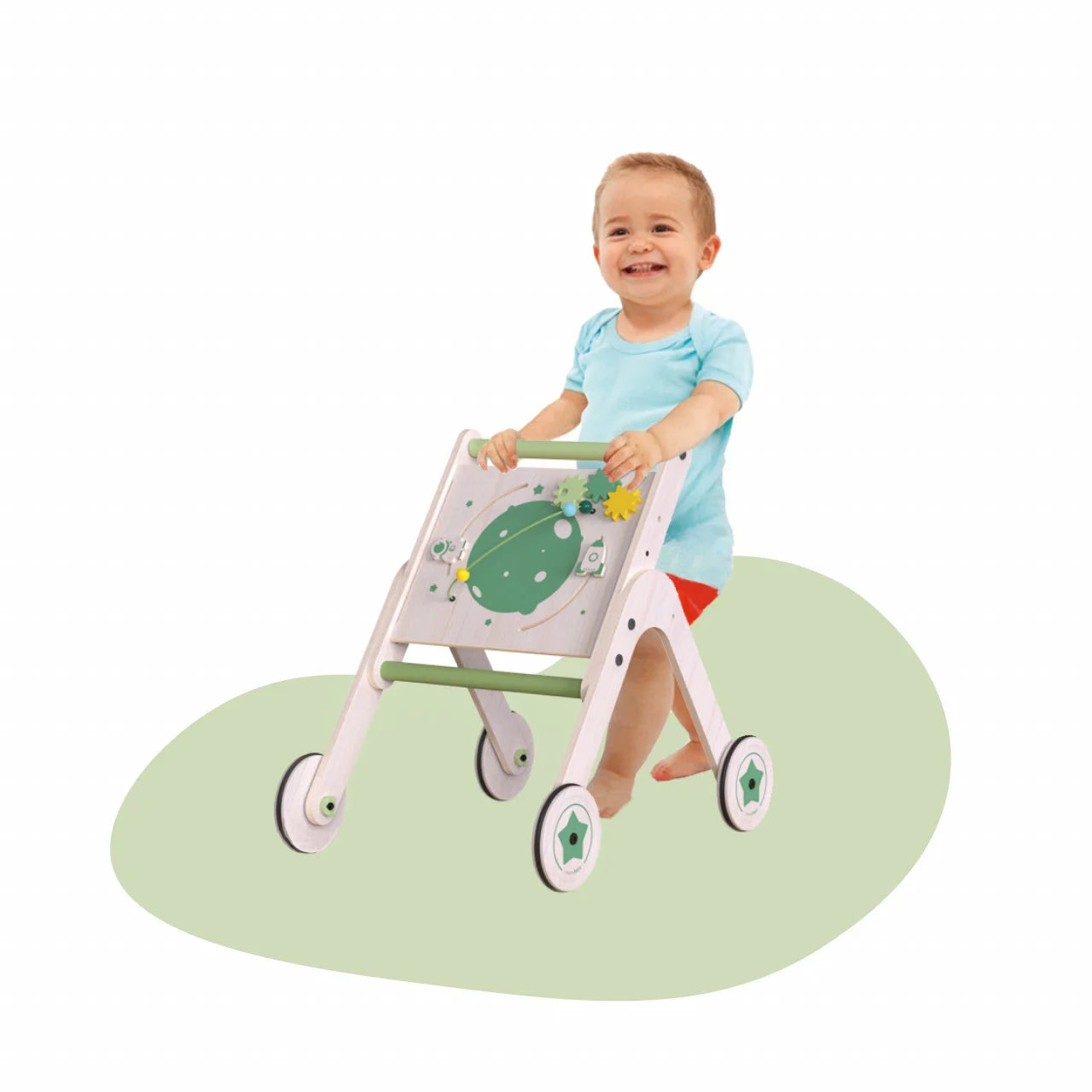Antepremergator din lemn 2 in 1 MamaToyz cu masuta de activitati