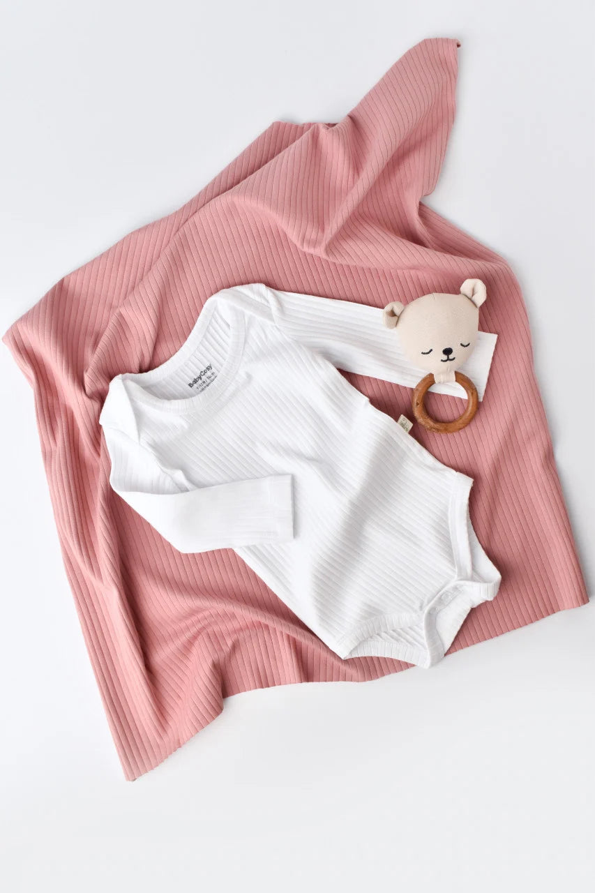 Body Bebe Unisex cu maneca lunga din 95% bumbac organic cu 5% elastan - Alb, BabyCosy