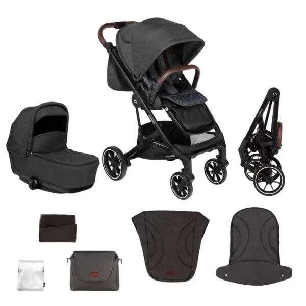 Carucior 2 in 1 Skiddou Moss Onyx, Negru