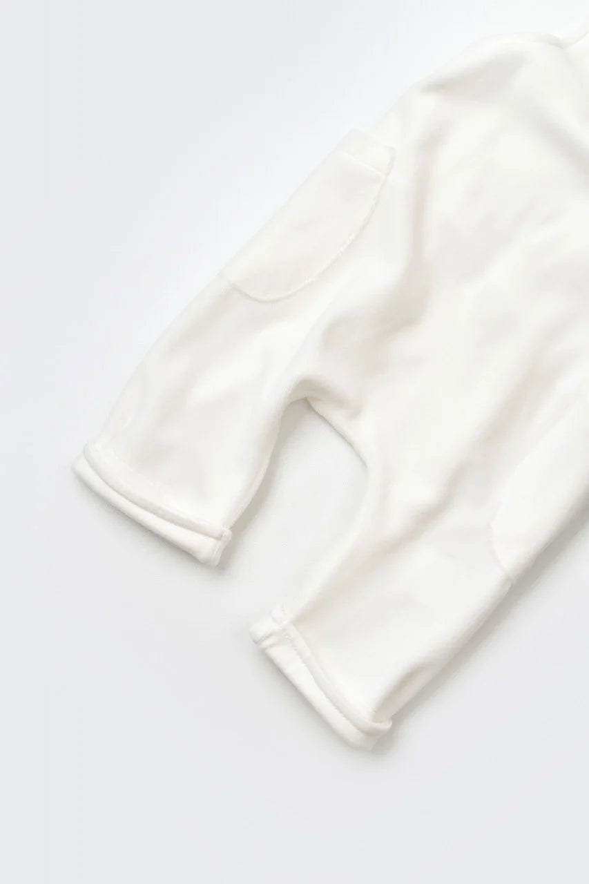 Salopeta Velvet cu bretele din 80%bumbac organic si 20% poliester - Ecru, BabyCosy