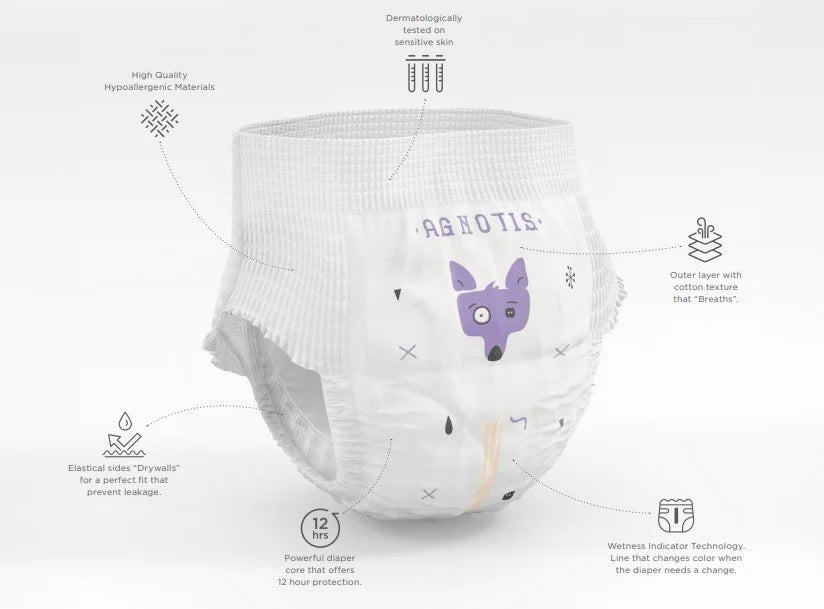 Scutece tip chilotel hipoalergenice Agnotis pants, marimea nr. 6, 17+ kg, 34 bucati