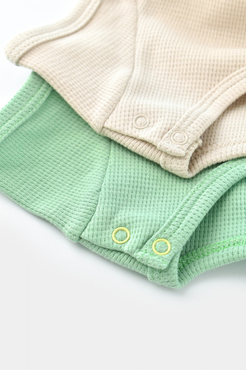 Set 2 body-uri bebe unisex -100% bumbac organic - Mint/Stone, BabyCosy
