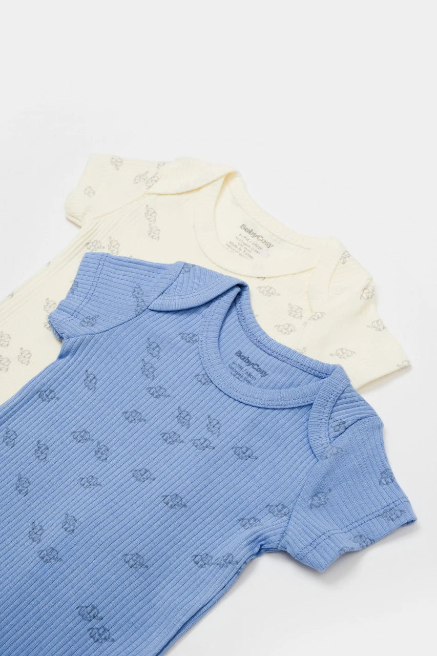 Set 2 body-uri Printed, BabyCosy, 50% modal+50% bumbac, Ecru/Lavanda
