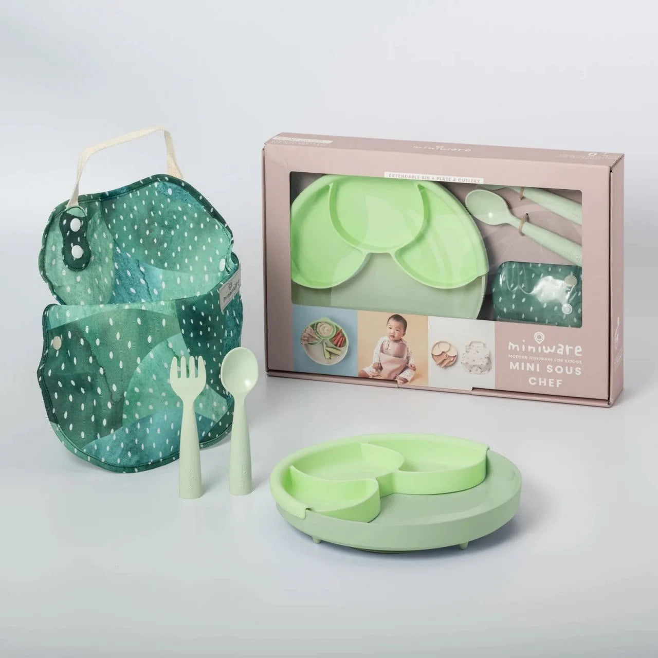 Set diversificare hrana bebelusi Miniware Mini Sous Chef 100% din materiale naturale biodegradabile, 6 piese