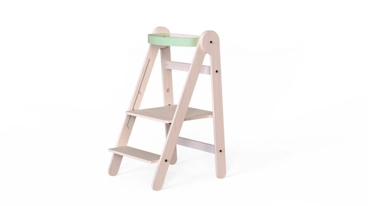 Turn de invatare pliabil MamaToyz Learning Tower din lemn, Natur