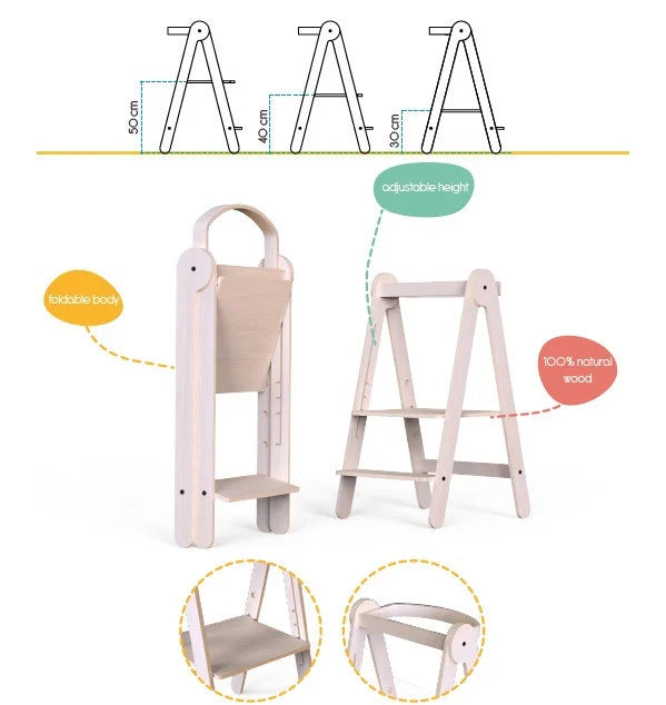 Turn de invatare pliabil MamaToyz Learning Tower din lemn, Verde