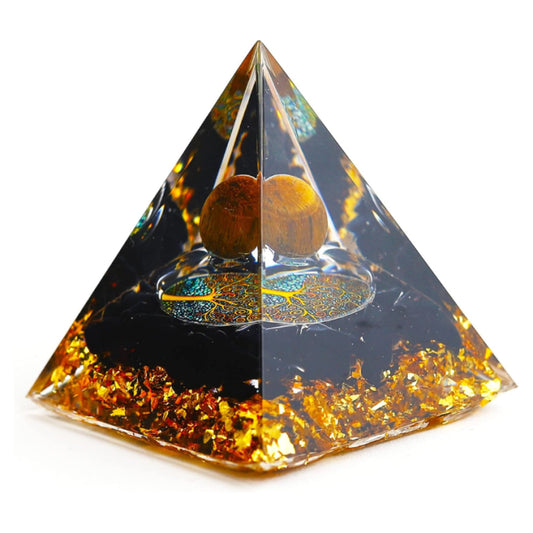 Piramida Orgonica Obsidian & Ochi de Tigru pentru Energie Pozitivă