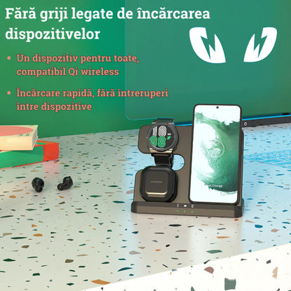 Încărcător 3-în-1 Telefon, Smart Watch & Căști