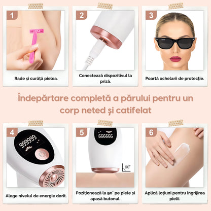 Epilator IPL 5 Trepte Pentru Corp, Față, Axilă & Inghinal