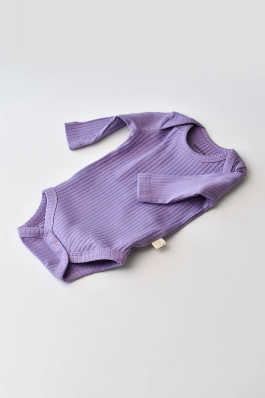 Body Bebe Unisex cu maneca lunga din 95% bumbac organic cu 5% elastan - Mov, BabyCosy