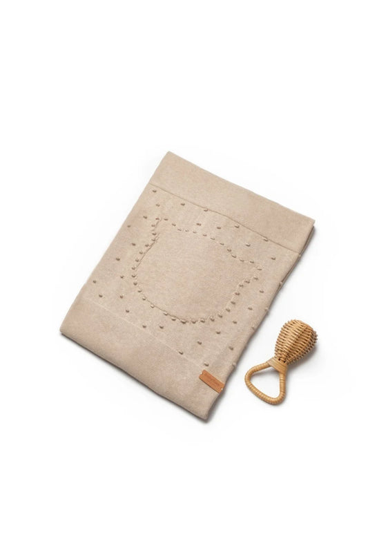 Paturica cu ursulet pentru nou nascut, 100% bumbac organic, TeddyBear, BabyCosy, maro