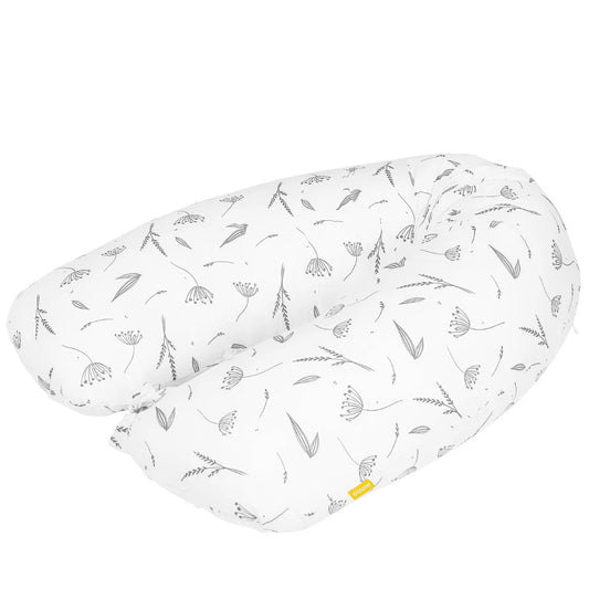 Perna pentru alaptat 2 in 1 Ammi+, Skiddou, Puff catcher, Alb, 109 x 48 x 20 cm