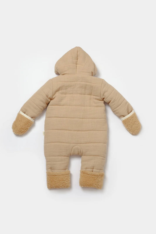 Salopeta de iarna pentru bebelusi, Winter muselin, Apricot, BabyCosy