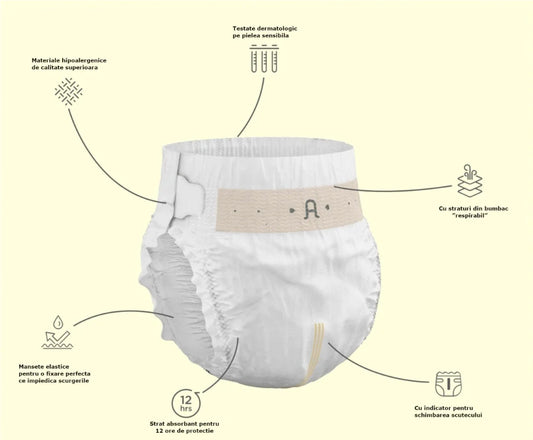 Scutece hipoalergenice Supreme Agnotis, marimea nr. 5, 13-17 kg, 38 bucati