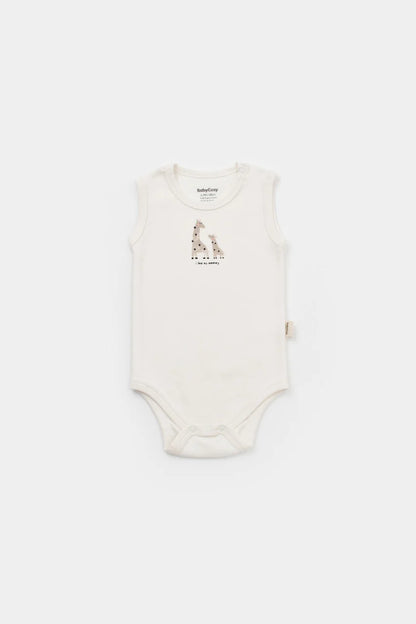 Set 2 body-uri fara maneci bebe unisex Girafa, BabyCosy, 100% bumbac organic