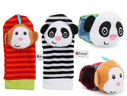 Set 4 zornaitori, pentru bebelusi, bratari si sosetute