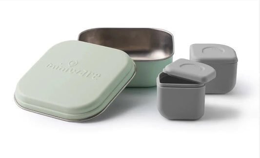 Set cutie cu 2 silipods pentru mancare bebelusi Miniware Grow bento, 3 piese