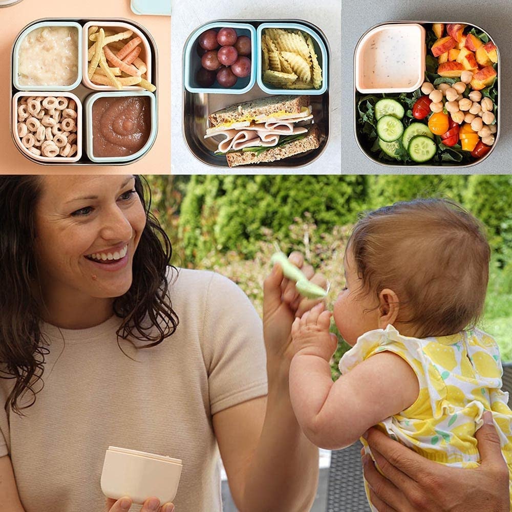 Set cutie cu 2 silipods pentru mancare bebelusi Miniware Grow bento, 3 piese