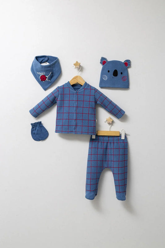 Set de 5 piese pentru nou nascut baietel Forest, Tongs baby, 0-3 luni