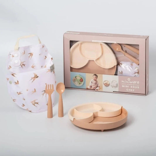Set diversificare hrana bebelusi Miniware Mini Sous Chef 100% din materiale naturale biodegradabile, 6 piese