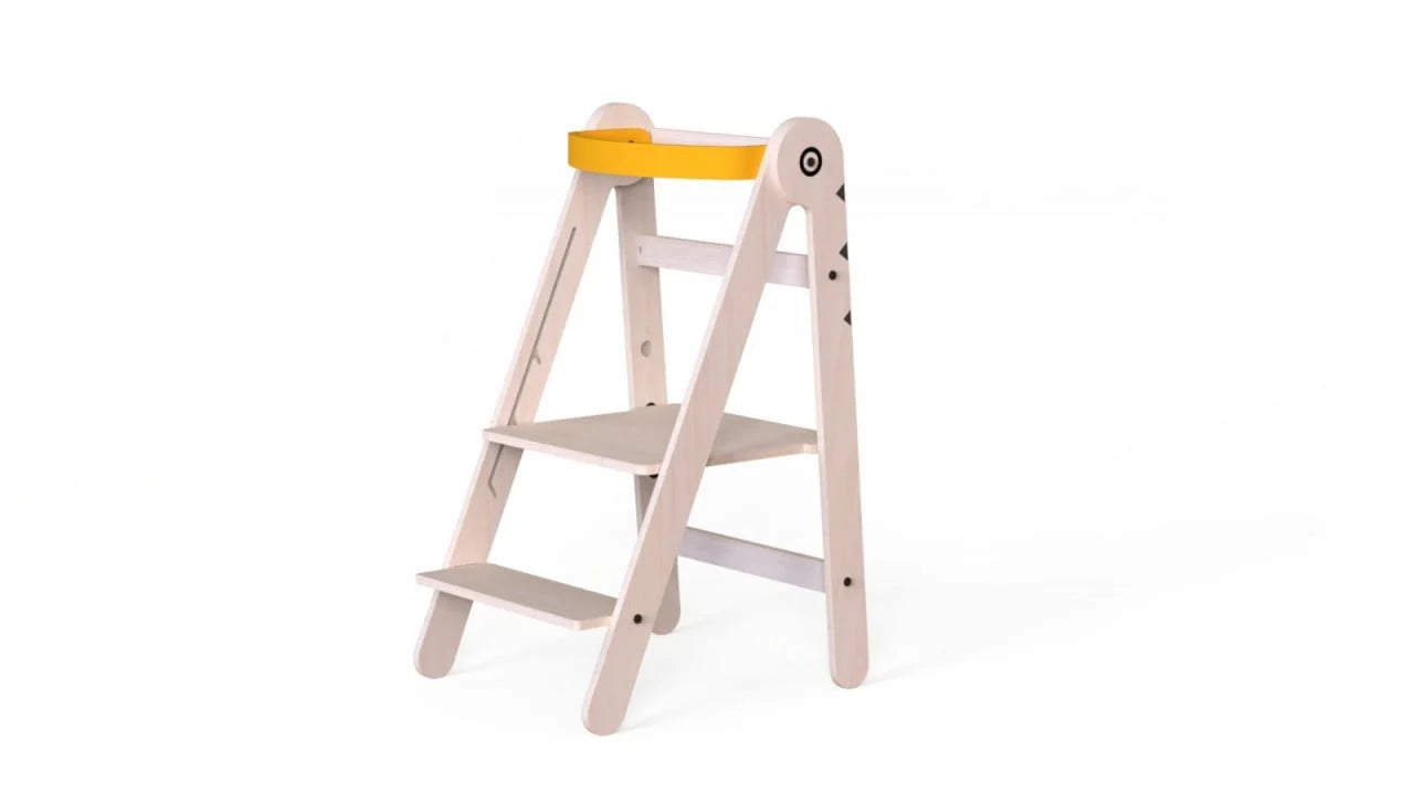 Turn de invatare pliabil MamaToyz Learning Tower din lemn, Natur