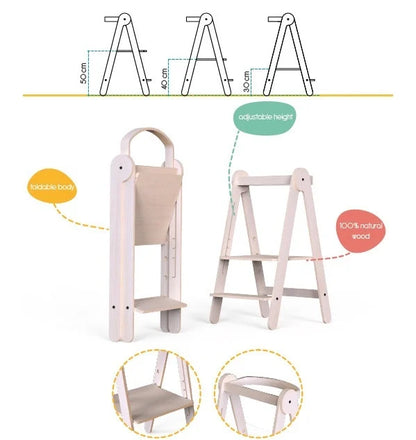 Turn de invatare pliabil MamaToyz Learning Tower din lemn, Gri